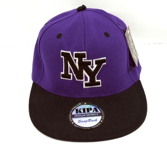 New York Dark Purple Black Snapback Premium Headwear Cap Hat KIPA - Picture 1 of 9